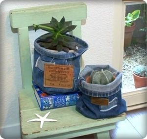 デニムの植木鉢